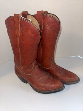 VINTAGE GOLDEN RETRIEVERS leather western rancher rodeo cowboy boots 7